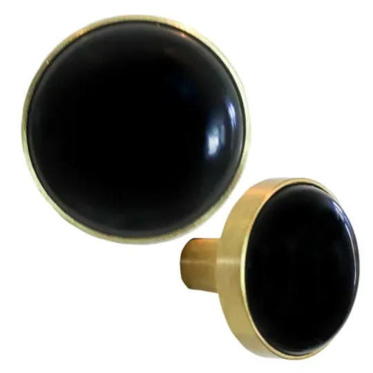 Black Obsidian Brass Knob