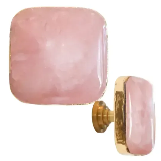 Square Pink Quartz Knob