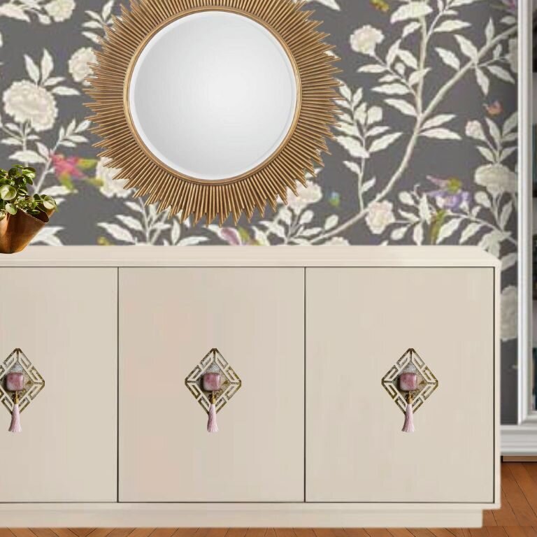 Collection of LUCiTE backplates and knobs on a white wall